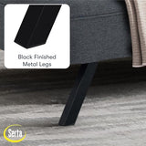 Serta Fairwood 66.1" Convertible Futon Sofa, Short Twin Size, Modern Boho, Dream Coil Comfort, Fingerguard Pinch Point Protection, Soft Woven Polyester Fabric, Charcoal Serta