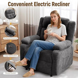 Korser Power Recliner Chair, Living Room Chairs for Adults, Oversized Electric Recliner with Side Pockets, Chenille Fabric Reclining Chair for Living Room, Bedroom