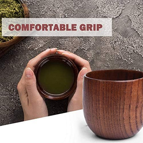 KUCKOW Wooden Tea Cups Top Grade Natural Solid Wood Tea Cup 4 Pack,Wooden Teacups Coffee Mug Wine Mug for drinking Tea Coffee Wine Beer Hot Drinks,100-200 ML Hand-made musoxian