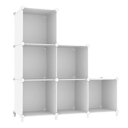 AWTATOS Cube Storage Organizer, Storage Cubes Shelves Bookshelf, 6 Cube Closet Organizers and Storage, DIY Stackable Plastic Clothes Organizer Shelving for Bedroom, Home, White