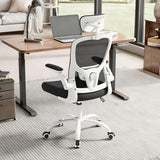 TLLMOON Ergonomic Office Chair with Headrest,Adjustable Back and Lumbar Support, Arm Rest Computer Chair Adults,90-120° Tilt Lock Rolling Swivel,Home Office Task Chair(White-Black) TLLMOON