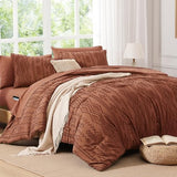 AMBERSPACE Queen Comforter Set Autumn Leaf, Tufted Boho Bedding Farmhouse Bed Set, All Season 7 Pieces Bed in a Bag with Sheets, Pillowcases & Shams AMBERSPACE