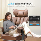 GTRACING Big and Tall Gaming Chair 400lbs Heavy Duty Office Chair with Foot Rest & Ergonomic Pocket Spring Lumbar Support, High Back 3D Saddle Shaped Cushion for Back Pain Relief, Brown GTRACING