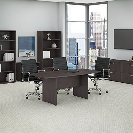 Bush Business Furniture Boat Shaped Conference 4-6 People with Wood Base | Stylish 6 FT Table for Office Boardrooms and Training Rooms, 72W x 36D, Storm Gray Bush Business Furniture