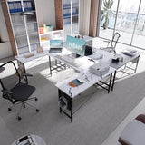 Pamray 71 Inch Large Computer Desk with Power Outlets,U Shaped Corner Desk for Home Office Work and Gaming Marble Pamray