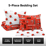 FOCO Cleveland Browns NFL Team Color Bed In a Bag Comforter Bedding 5 Piece Twin Set FOCO