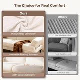 79” Futon Sofa Bed, Sleeper Sofa, Convertible Sofa Bed with Adjustable Backrest and Armrests, Faux Sherpa Cloud Loveseat, Convertible Recliner Sleeper Sofa for Living Room, Bedroom, Apartment, Beige Jocoevol