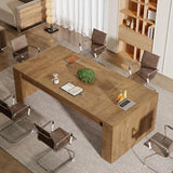 Tribesigns 6 ft Conference Table for 6-8 People, 71-Inch Rectangular Executive Meeting Table for Office, Farmhouse Sturdy Business Desk for Office Conference Room, Brown Tribesigns