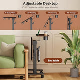 Liftsync 28 inch Mobile Standing Desk On Wheels， Small Computer Workstation Adjustable Height，Rolling Laptop Stand with Tiltable Desktop， 2-Tier Portable Study Table with Storage Shelf， Walnut Liftsync