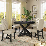 Merax Farmhouse Wooden Round Extendable Dining Table Set with Chairs for 4 Persons 5 Piece Round Kitchen Table Set for Small Space, Deep Espresso Merax