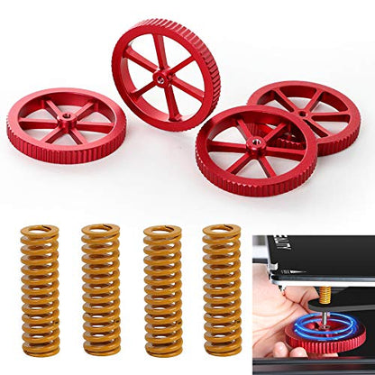 Creality 4PCS Upgraded Aluminum Hand Twist Leveling Nut and 4PCS Hot Bed Die Springs for Ender 3/3 Pro/3 V2, Ender 3 Neo/Ender 3 V2 Neo,Ender 3 S1 Pro,Ender 5/5 Plus/Pro, CR-10 3D Printer - WoodArtSupply