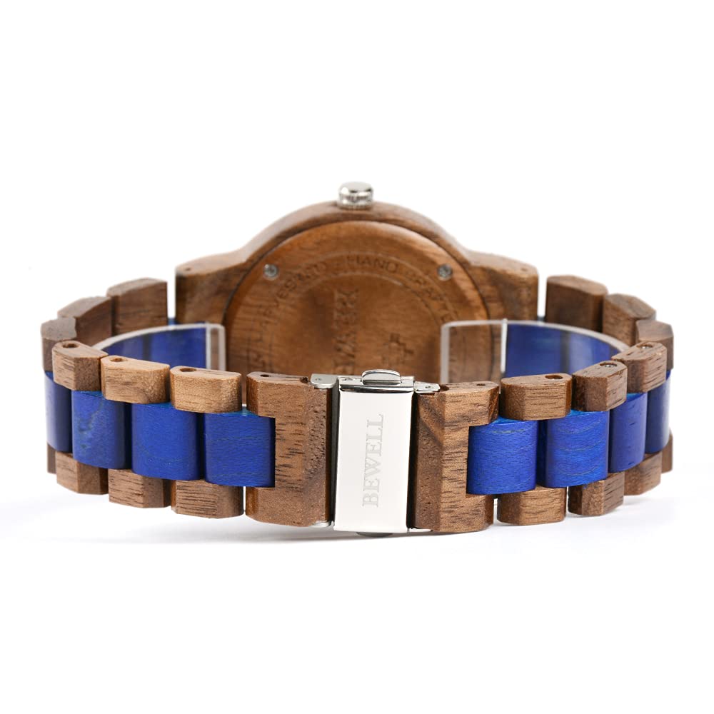 BEWELL Wood Watch,Analog Quartz Polygon Wooden Watches for Men Unique Gift BEWELL