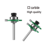 TOTOWOOD Pro Tongue and Groove Router Bit Set of 2 Pieces 1/4 Inch Shank Router Bit Set 3 Teeth Adjustable T Shape Wood Milling Cutter (Tongue and Groove Router Bit 1/4 Shank) Totowood