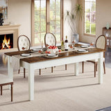 Tribesigns Dining Table for 4-6 People, 62-Inch Rectangular Kitchen Table with Solid Wood Legs, Modern Farmhouse Dinner Table for Dining Room, Kitchen, Living Room, Rustic Brown & Cream White Tribesigns