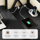 Homiflex 77.8 Inches L Shaped Standing Desk Corner Desk with Hutch Electric Height Adjustable Desk with Storage Shelves File Drawer Power Outlets Reversible Computer Gaming Desk for Home Office Black Homiflex