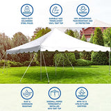 Party Tents Direct 15'x15' Weekender Standard Canopy Pole Tent - Easy Up Canopy Tent with 50 Person Capacity - Outdoor Canopies for Parties, Weddings, & Events (White) Party Tents Direct