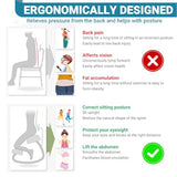 CHIESMA Ergonomic Kneeling Chair with Back Support, Adjustable Height Wooden Knee Chair - Improve Posture with an Angled Seat, with Cushion for Home, Office (Ivory) CHIESMA
