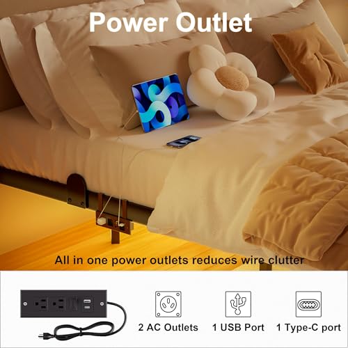 LUKIROYAL Floating Bed Frame King Size with Smart LED Lights and Charging Station - 14 Inch Modern Floating Beds, Bed Frame with Lights, Easy Assembly No Box Spring Needed LUKIROYAL