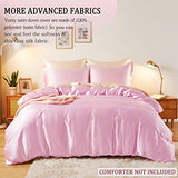 Vonty 3-Piece Silky Satin Duvet Cover Set Full/Queen Size Duvet Cover, Organic Natural 400TC Pink Duvet Cover Set - Luxury & Sexy Bedding Duvet Covers with Zipper Closure(No Comforter) Vonty