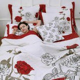 EVENHUG Quilt King Size Red Rose Bedding Set Floral Bedspread Lightweight Reversible Bed Cover with 2 Pillow Shams for All Seasons 3 Pieces (106"X96") EVENHUG