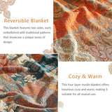 Bailix Boho Throw Blanket for Couch Sofa Bed, 100% Cotton Woven Quilt with Tassel 60”x80”, Super Soft Muslin Blanket with Floral Printed, Decorative Reversible Bed Blanket/Cover for All Seasons Bailix