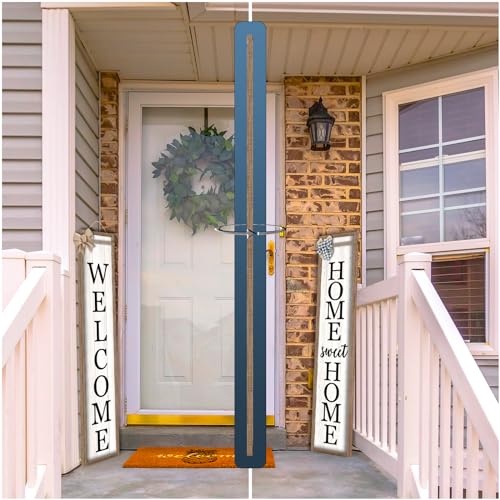 Outdoor Welcome Sign for Front Porch Standing Large 2 Sided 45"X9" Wooden Frame Tall Vertical Leaner Long Home Sweet Home Front Door Sign for Rustic Outside Farmhouse Modern Decor (Wood White) Surfapans