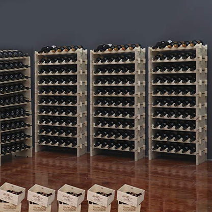 fdjamy Wine Rack Solid Wood Stackable Storage Wooden Wine Rack Wine Cabinet (60 Bottles, Natural Color) - WoodArtSupply