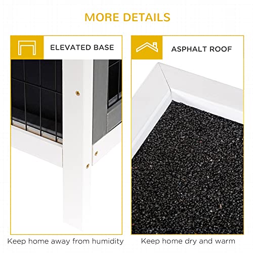 PawHut 54" 2-Story Large Rabbit Hutch Bunny Cage Wooden Pet House Small Animal Habitat with Lockable Doors, No Leak Tray and Waterproof Roof for Outdoor/Indoor Dark Grey PawHut