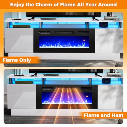 Tangkula 36 Inches Electric Fireplace, 5,000 BTU Fireplace Insert with LED Light Strips, Remote, Crystal Stones & Adjustable Flame Effect, 1-8H Timer, Thermostat & Overheat Protection Tangkula