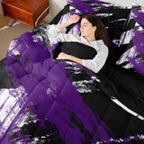 jejeloiu Abstract Art Comforter Set with Sheets Kids King Size 7 Pieces Modern Geometric Bedding Set for Boys Girls Teens White Black Purple Bed in a Bag Room Decor jejeloiu