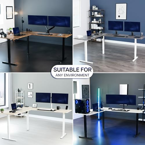 VIVO Space Efficient Electric Single Motor Height Adjustable 3-Leg Corner Standing Desk Frame, Holds up to 225 lbs, Sit Stand L-Shaped Motorized Legs Only, Black, DESK-E347B VIVO