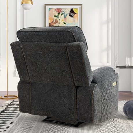 HAOMARKETS Electric Recliner Chair, Soft Fabric Power Recliners with Metal Cup Holders, Single Overstuffed Heavy Duty Reclining Sofa Chairs for Living Room Bedroom, Dark Grey HAOMARKETS