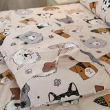 SDY 3PCS Dog Fitted Sheet, Doggy Print Pattern Bedding Sheet Full with Deep Pocket Fitted Sheet & 2 Pillowcases, Soft and Trendy, Kawaii Animals Cartoon Sheet for Boys, Girls and Teens, Full SDY