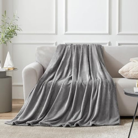 Hansleep Fleece Blanket Twin Size Grey, Soft Cozy Twin Blanket, Fuzzy Flannel Blanket for Bed, Sofa, Couch, Travel, Camping, 60 x 80 Inches Hansleep