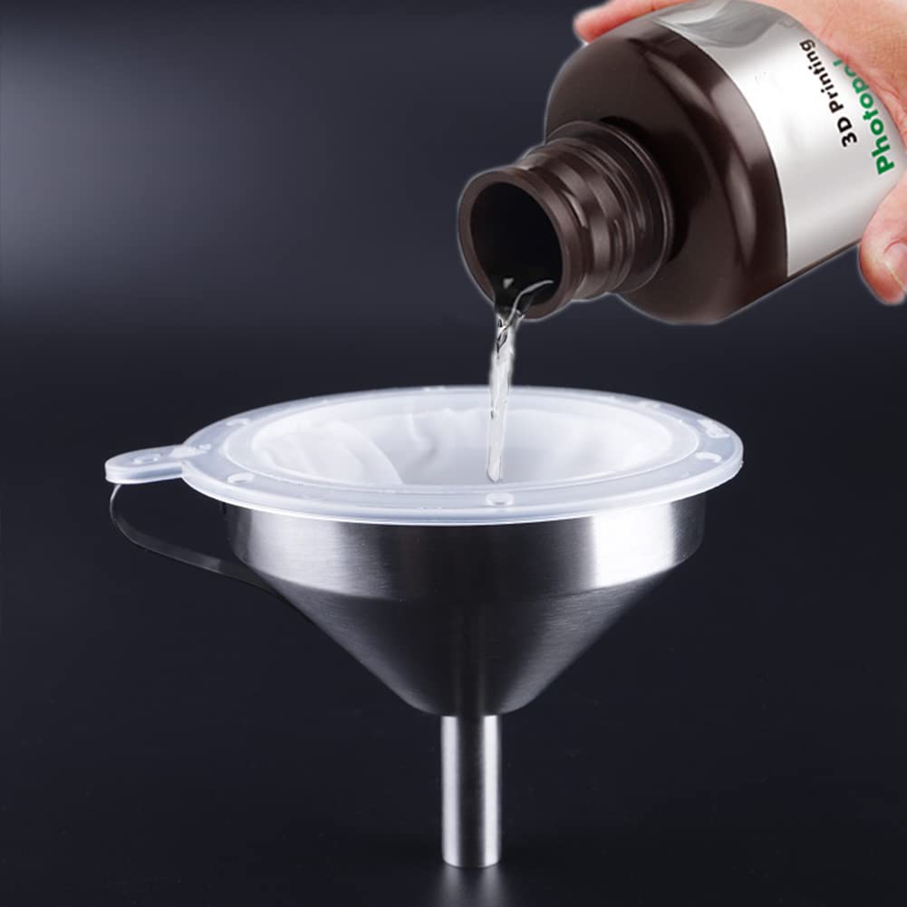 Lokkr 304 Stainless Steel 3D Printer Resin Filter Set, UV Resin Funnel, Include Stainless Steel Strainer and 100 Mesh Filter, Photosensitive Resin Metal Recycle Filter SLA/DLP/LCD for Anycubic/ELEGOO Lokkr