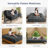 MAXYOYO 8" Futon Mattress, Ultra Thick Futons Sofa Couch Bed, Tufted Full Size Sleeper Sofa Bed for Adults, Shredded Foam Filling (Frame Not Included), Dark Grey MAXYOYO