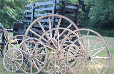 AMISH WARES Decorative - Wood Wagon Wheel - 48 Inch x 2 Inch Steam Bent Hickory Wagon Wheel with wooden hub AMISH WARES