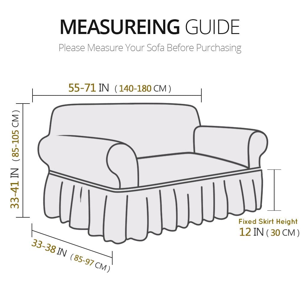 NICEEC Loveseat Cover Super Soft 1-Piece White Slipcover for Loveseats Stretch Universal Spandex Couch Covers for Living Room Easy Fit Washable Furniture Sofa Protector with Skirt NICEEC