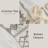 INK+IVY Imani 100% Cotton Duvet Mid Century Modern Design, All Season Comforter Cover Bedding Set, Matching Shams, Full/Queen, Ivory Chenille Tufted Accent 3 Piece INK+IVY