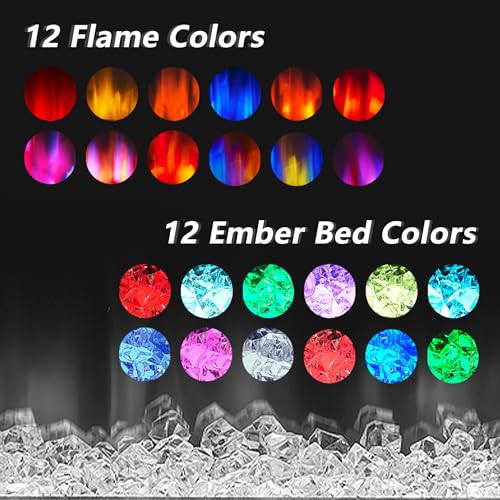 Mexhom 3 Sided Glass Built-in 36" Electric Fireplace - Multi-Color Flames, Heater, DIY Crystal & Log Set, Smart App & Remote Control Mexhom