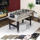 Sunnydaze 10-in-1 Game Table - Combination Multi-Game Table with Billiards, Push Hockey, Foosball, Ping Pong, and More - 49.5-Inch - Classic Wood Stain Sunnydaze