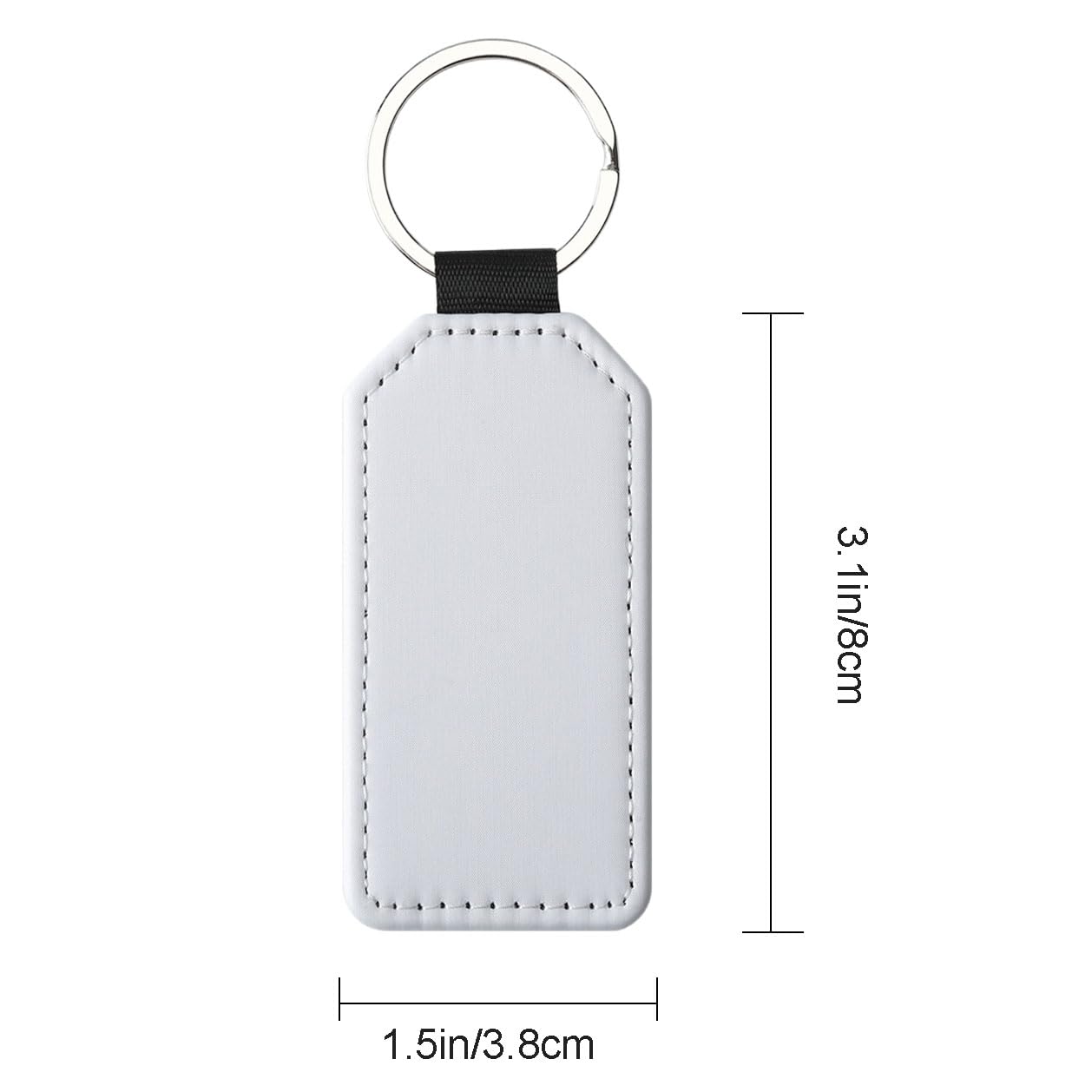 Joiit 20 Pcs Sublimation Blank Keychains Bulk, PU Leather White Keyrings Heat Transfer Ornament Pendants for Man Women (Rectangle_1)