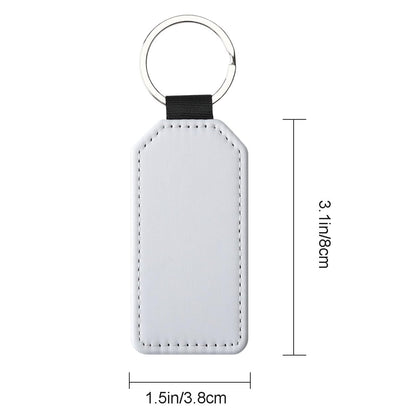 Joiit 20 Pcs Sublimation Blank Keychains Bulk, PU Leather White Keyrings Heat Transfer Ornament Pendants for Man Women (Rectangle_1)