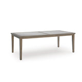 Signature Design by Ashley Rainier Ranch Contemporary Sintered Stone Tabletop Outdoor Dining Table with 4 Legs, Light Brown & Beige Signature Design by Ashley