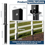 Fixmend Fence Post Repair Kit, Heavy Duty Fence Post Anchor, 2 Pack Fence Post Stakes Ground Spike for Repairing Tilted or Broken Wooden Posts Fixmend