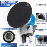 KUIMIT 5 Inches Air Random Orbital Sander, Pneumatic Palm Car Sanders For Wood Polisher Metal,And Auto Body Work, Da Sanders, Dual-action Sander KUIMIT
