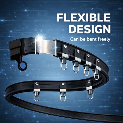 Jilron Room Divider Curtain Ceiling Curtain Track Set for Blackout and Privacy (Black Curtain + Black Track) 106" W x 84" L -1 Piece Jilron