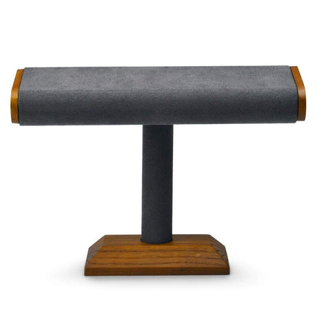 Oirlv Solid Wood T-Bar Watch Display Stand Jewelry Organizer Holder for Watch Bracelet Countertop Table Top Jewelry Tower(Grey) Oirlv