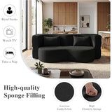 LIANGFU 78 Inch 2-in-1 Convertible Sofa,Futon Folding Sofa Bed,Pull Out Sofa Bed Boneless Couch with 2 Pilow,oveseat Sleeper Floor Sofa for Bedroom Living Room Office, Apartment(Teddy, Black) LIANGFU