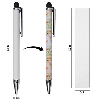 ZUYYON 5 Pcs Sublimation Blank Pens Heat Transfer Stylus Sublimation Ballpoint Pen with 10 Pcs Shrink Wrap White Aluminum Customized Clip Pen for DIY Office School Stationery Supplies(Silvery)